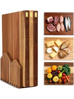 Stylish Book Cutting Board Set with Wooden Stand - Perfect for Home Chefs